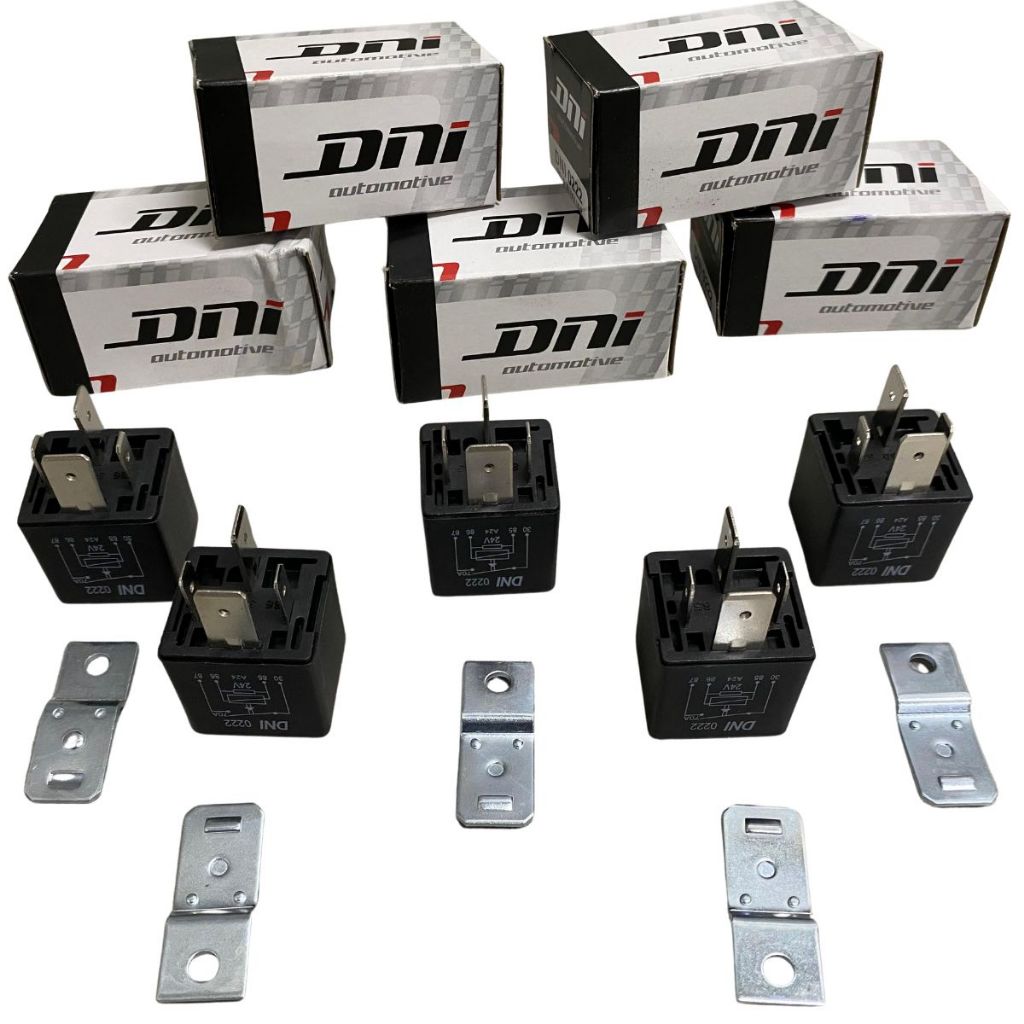 Kit Com 5 Relé Auxiliar Universal Com Suporte 24V-70A Constellation Original DNI 0222 em Oferta na Shopee