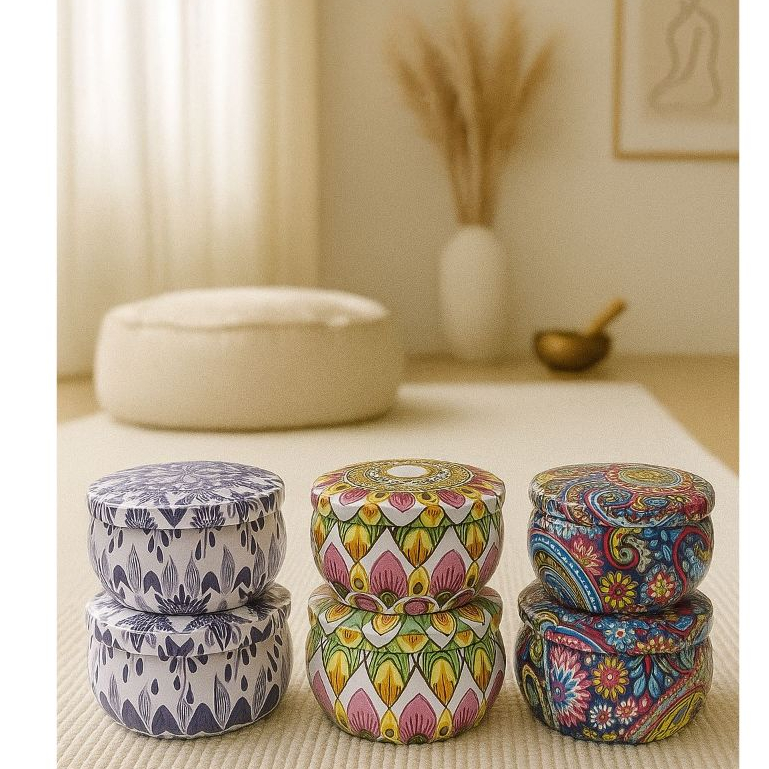 Kit Latinha de Metal Para Velas Artesanais De 70ml ou 130ml Com Tampa Mandala - Vazia em Oferta na Shopee