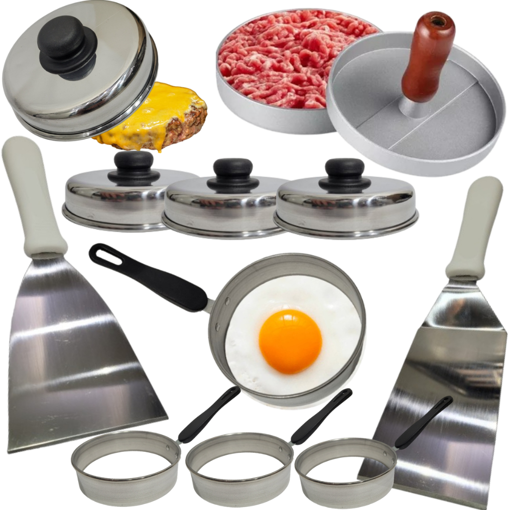 Utensílios Cozinha Hamburgueria Completo 9 Peças Inox e Alumínio Profissional em Oferta na Shopee