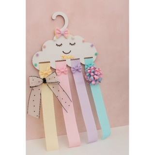 Porta laço Nuvem em MDF com nome cabide organizador de laços de menina bebê decorado com pompom em Oferta na Shopee