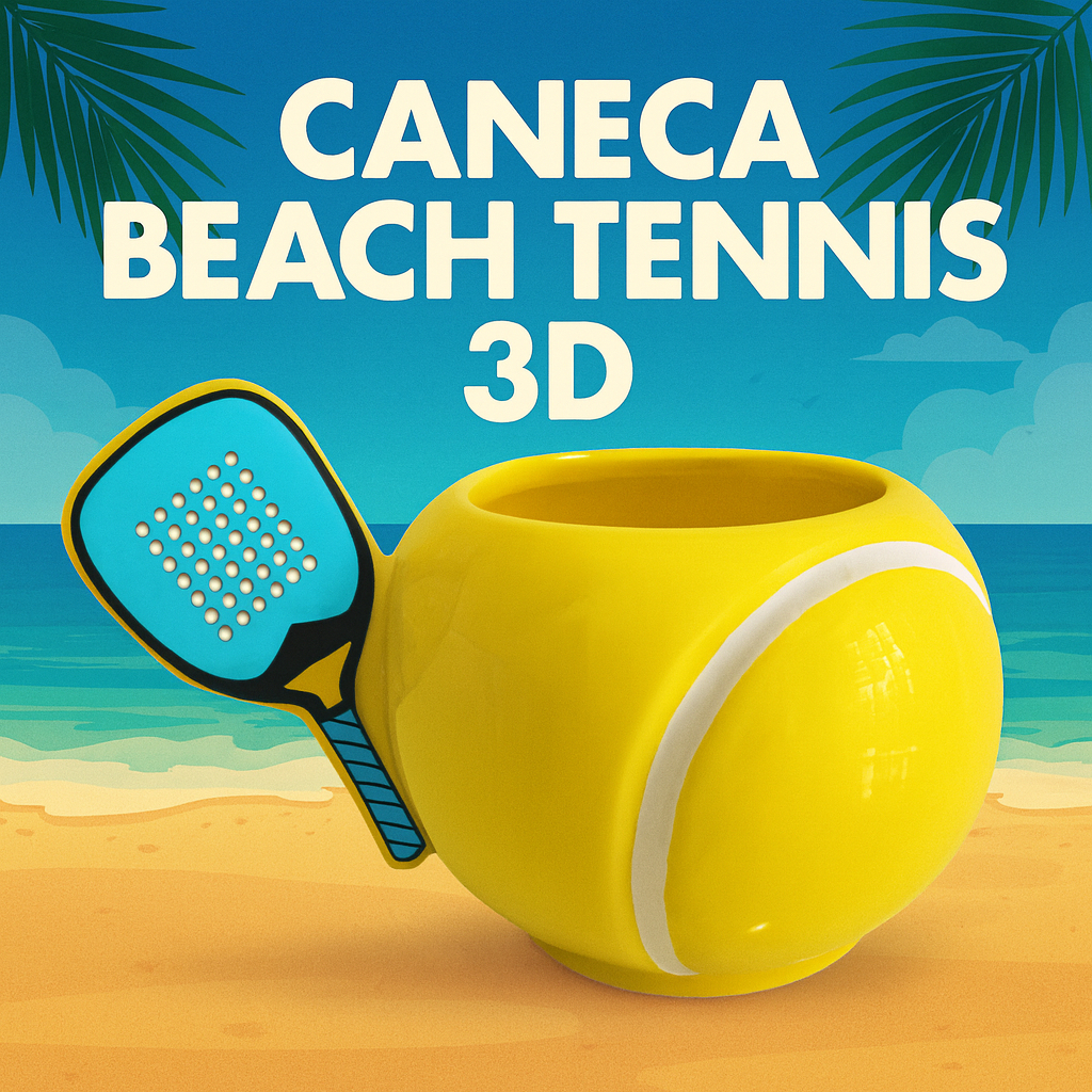 Caneca 3d Bola de Tênis Beach Tennis Cerâmica 300ml Broglio
