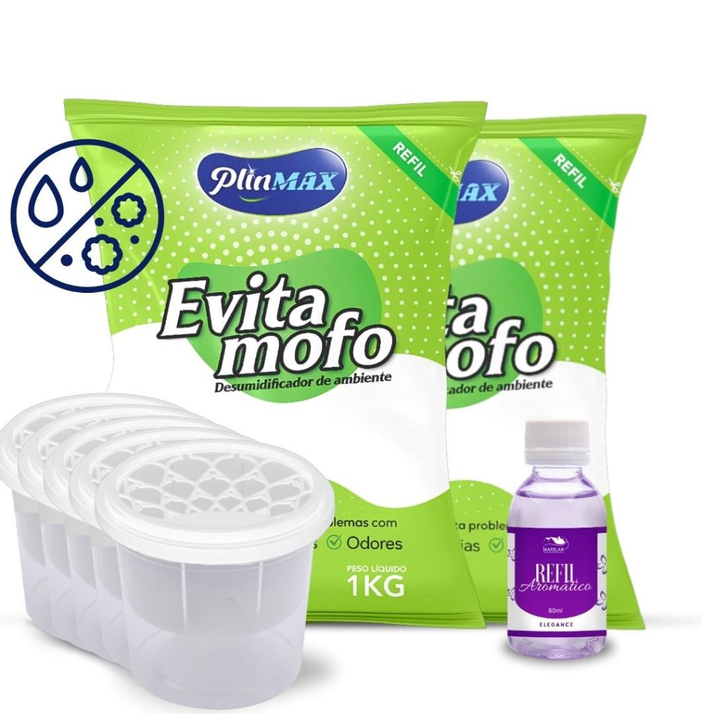 Cloreto de Cálcio em Bolinhas 2kg+5 Potes Antimofo + Essência