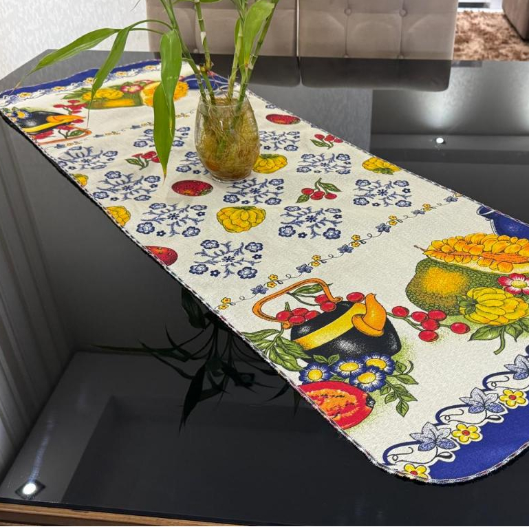 Caminho Mesa Posta Tecido Estampado Cozinha 1,40 x 0,50 cm JCM