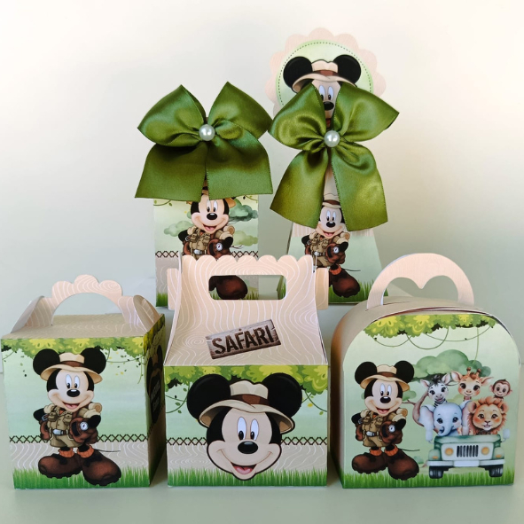 PEGUE E MONTE - Personalizados MICKEY SAFARI Lembrancinhas Caixinhas para festa/Kit caixas/Kit festa aniversário em Oferta na Shopee