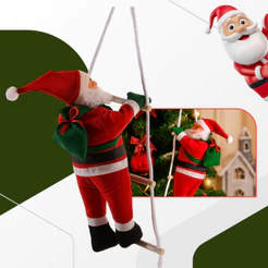 Papai Noel Decoração de natal Escalando Escada Enfeite Natalino Para Arvore de natal Casa 45 cm