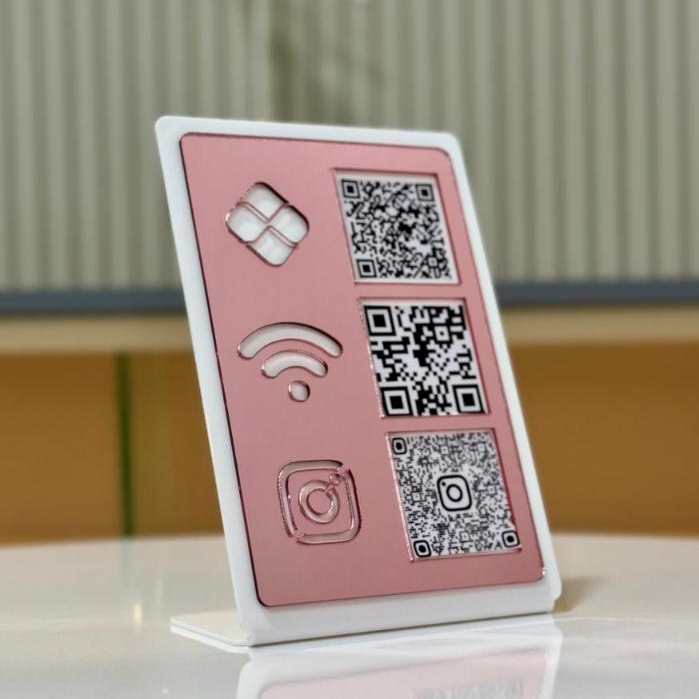 Placa Dourada de Pix Wifi Instagram QrCode Display Mesa Balcão Loja Frete Gratis em Oferta na Shopee