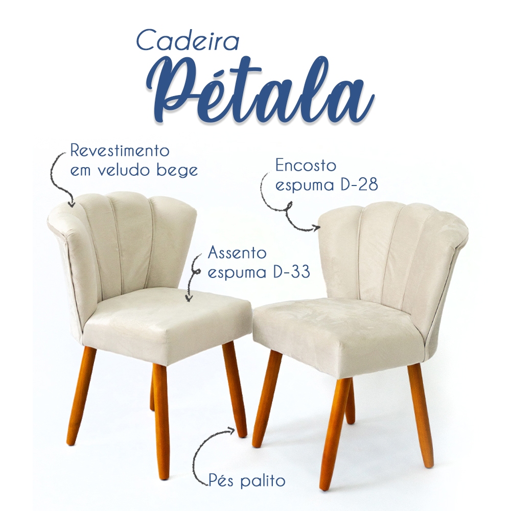 kit 2 cadeira petala _sala _jantar pés palito em Oferta na Shopee
