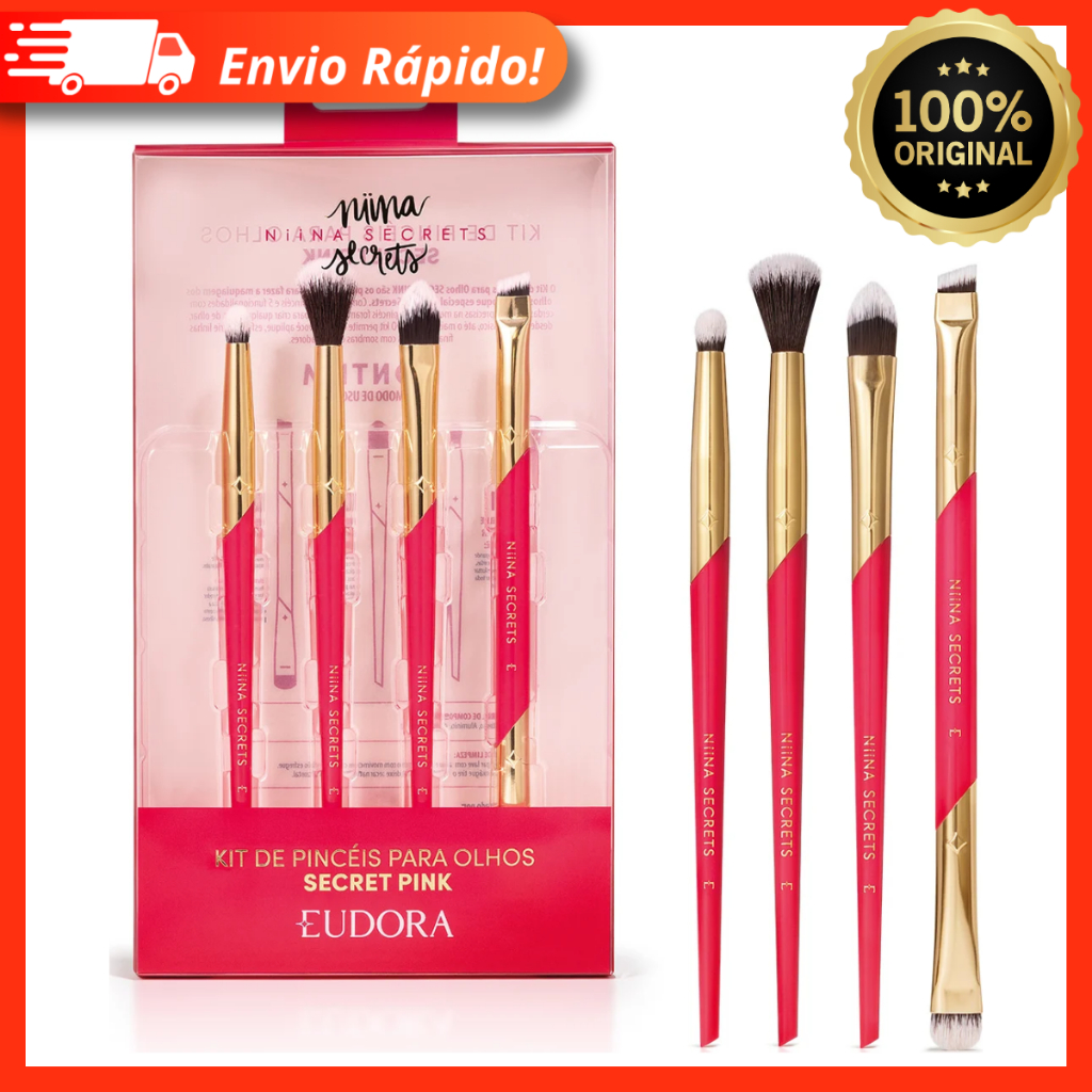 Kit Pincéis Para Olhos Secret Pink Niina Secrets 4 Pincéis - Eudora