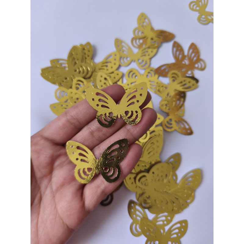 ENVIO RÁPIDO -  Borboletas Dourada Vazada - Aplique Borboleta para Decoração de Bolo e Lembrancinhas