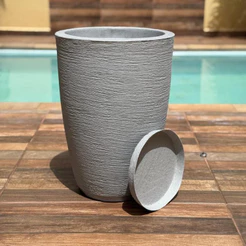 Vaso Para decoração e plantas Luxo de polietileno Redondo texturizado Barcelona N2 com prato