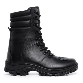 Bota Militar Couro Legitimo Coturno Masculino Impermeável Tático Cano Alto Moto Motocicleta