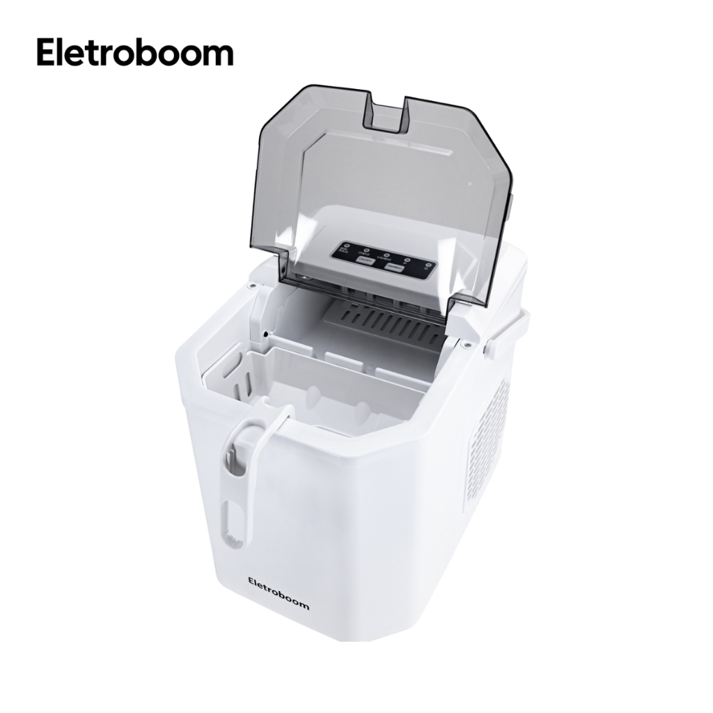 Maquina de Cubos de Gelo Portátil Elétrico Eletroboom Turbo Ice Compacta Pratica Branco