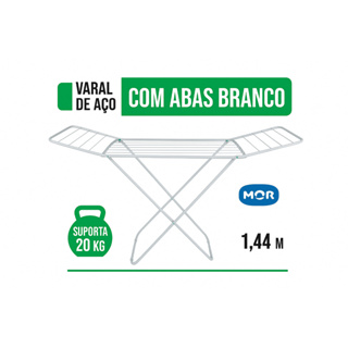 Varal de Chão com Abas Branco - MOR - até 20KG de Roupas, Dobrável, Versátil, Resistente. em Oferta na Shopee