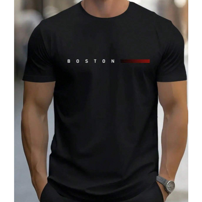 Camiseta Preta Branca Estampada Masculina Algodão