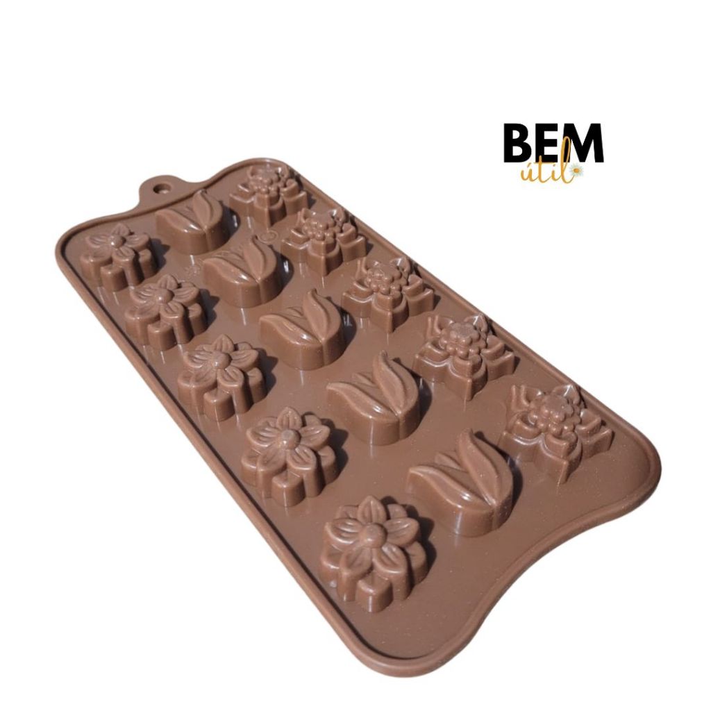 Forma Molde Silicone Chocolate - Rosas / Jardim/Mino oval bombom