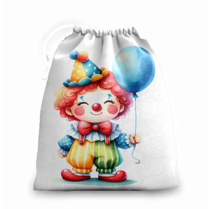 10 sacolinhas personalizada tecido PALHACINHO AQUARELADO lembrancinhas festa aniversario 30cmx20cm
