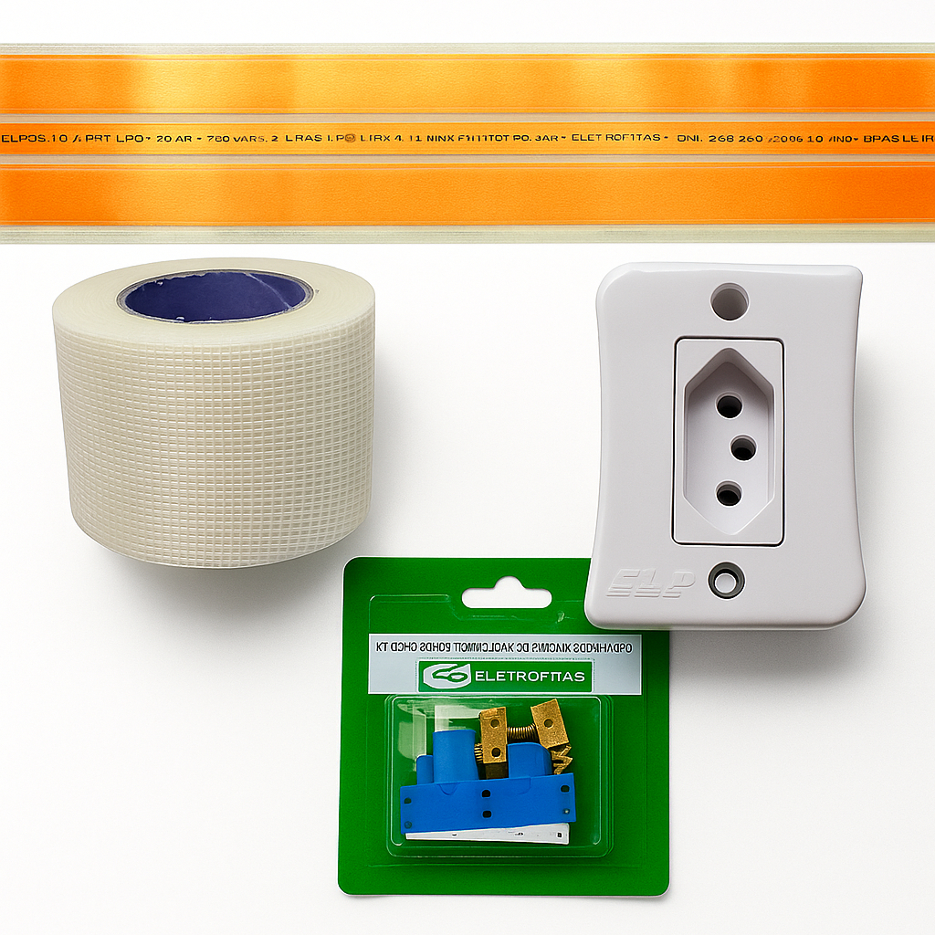Kit Fita eletrica 20a 3 Pistas 4 metros + Conector eletrofita + Tomada