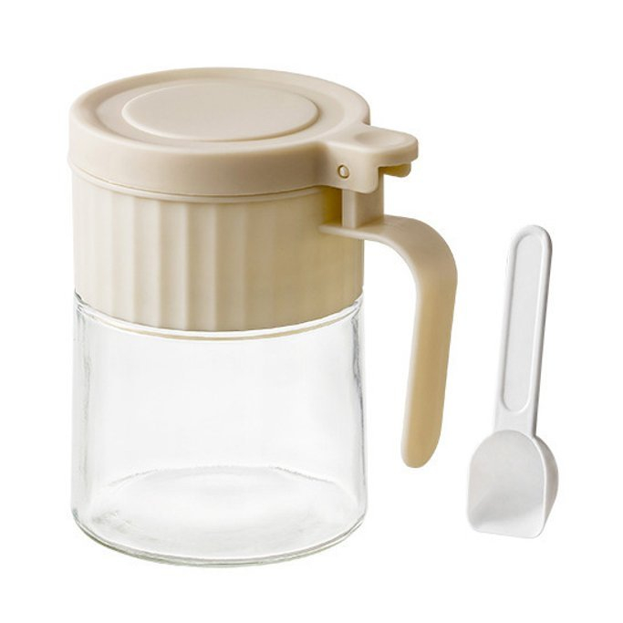 Pote de Vidro açucareiro Redondo Vidro com tampa e Colher 280ml Porta Condimentos