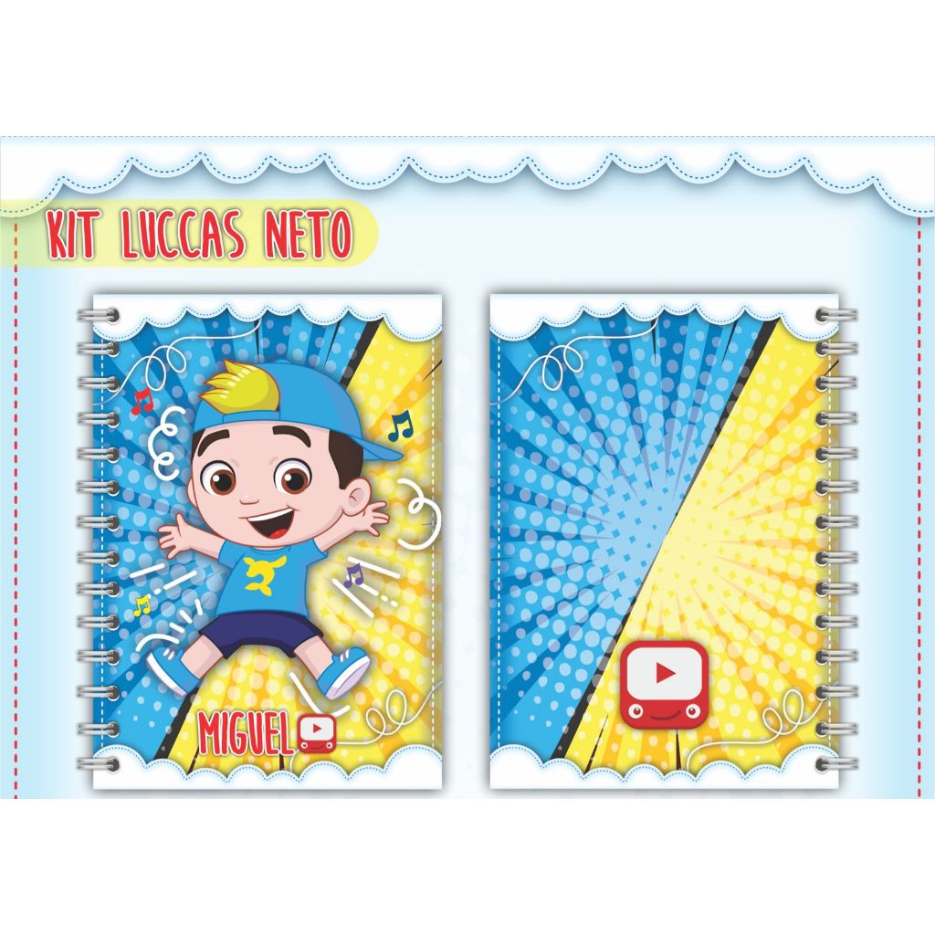 Caderno Universitário A4 ou A5 e Desenho A4 No Tema Lucas Neto
