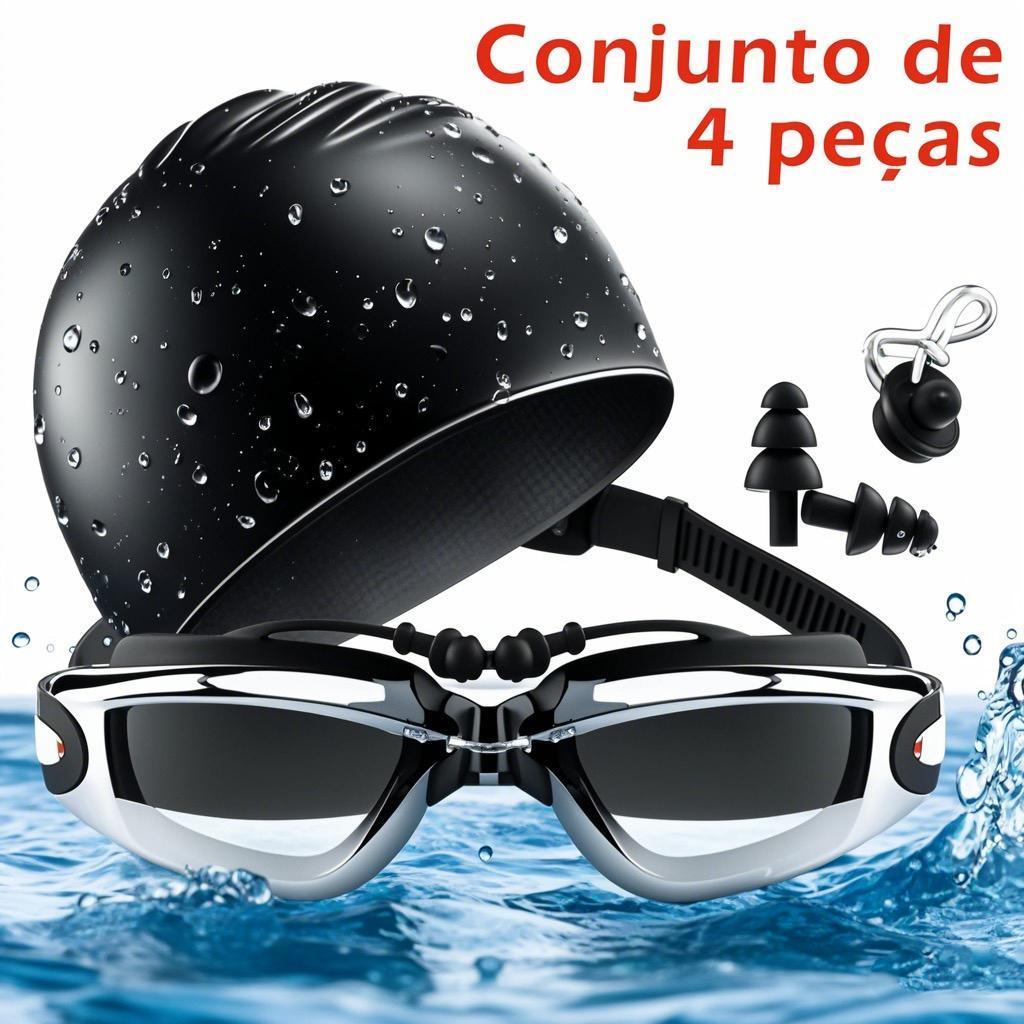 Óculos de Natação de Silicone Anti Embaçamento Para Adultos Com Tampões Protetor de Ouvido