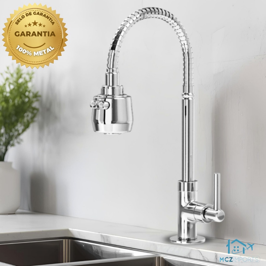 Torneira Gourmet Cozinha Metal Mesa Bancada Pia Flexível Cromada Metal Inox Cromada em Oferta na Shopee