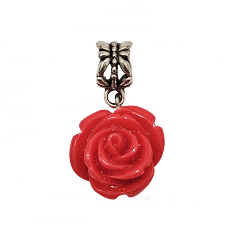 Berloque Rosa Vermelha Resina Pombagira Cigana Pingente em Metal Para Pulseiras Bijuteria Umbanda Candomblé