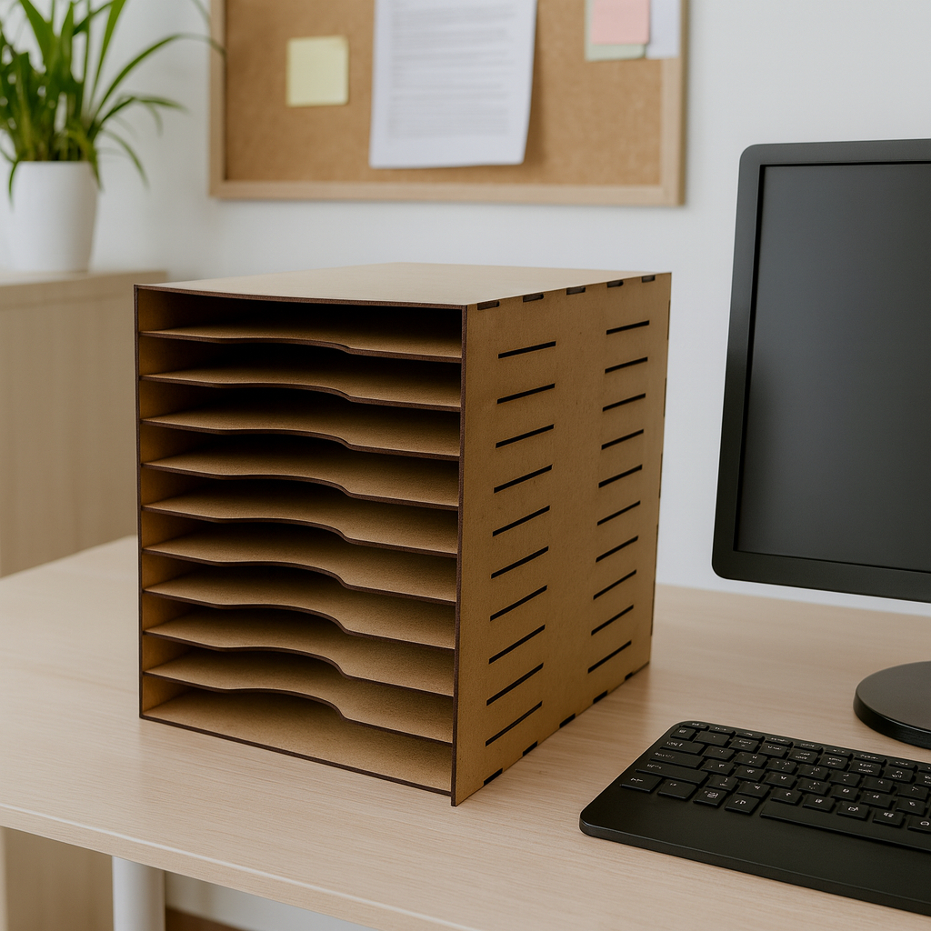 Organizador de Folhas de Sulfite A4 com 10 Compartimentos em MDF em Oferta na Shopee