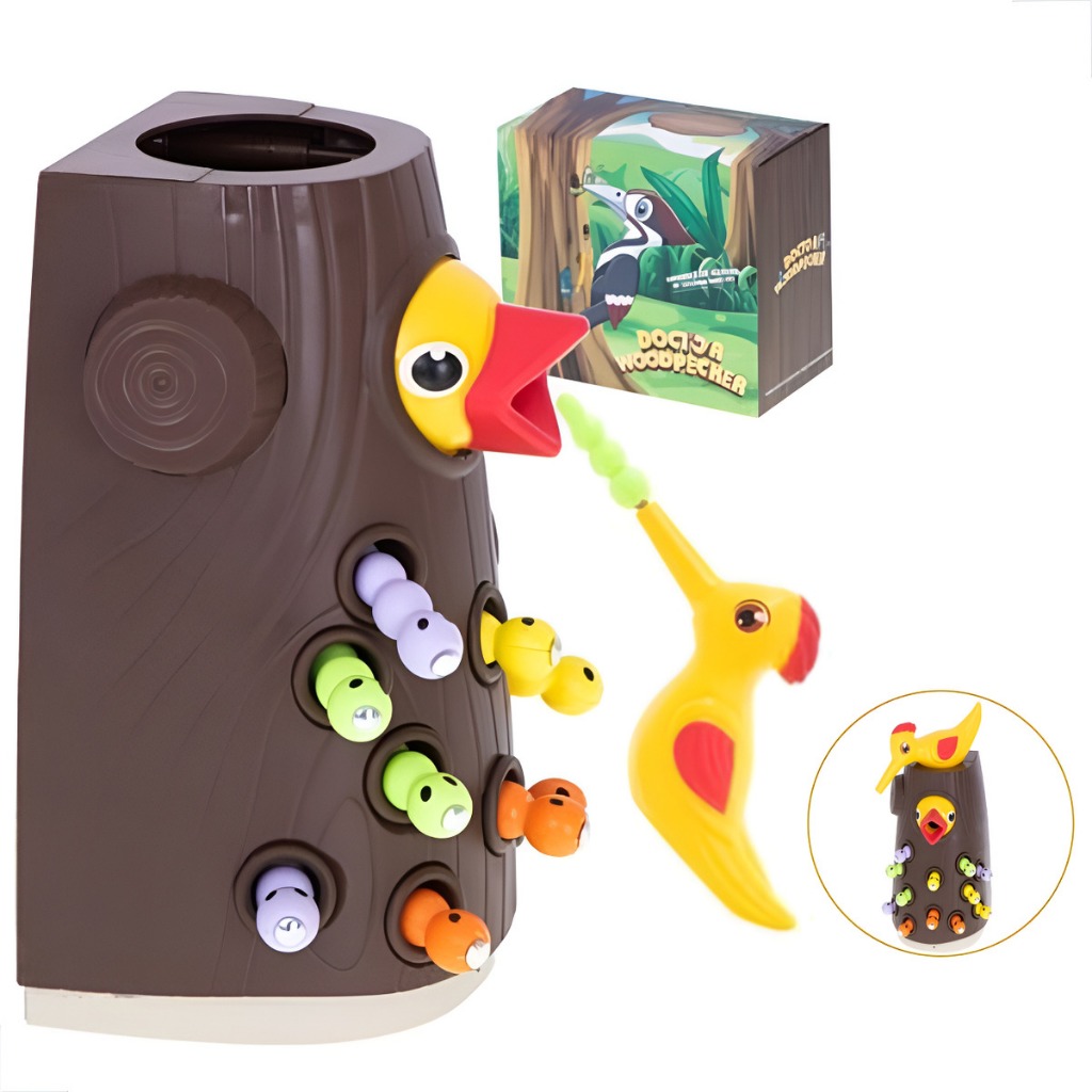 Brinquedo Pica Pau Magnético Pega Minhocas Montessori