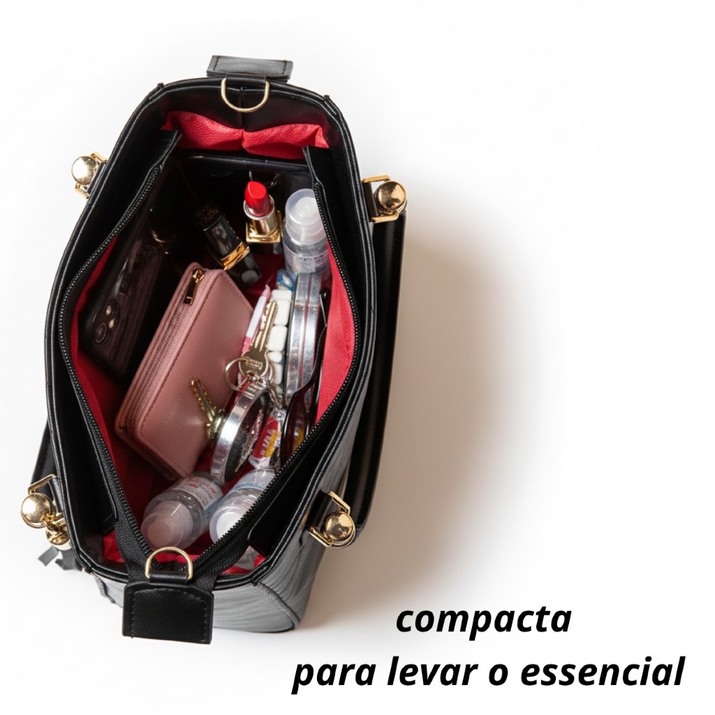 Bolsa Feminina Media com Alça Transversal com Carteira — imagem 2 de 2