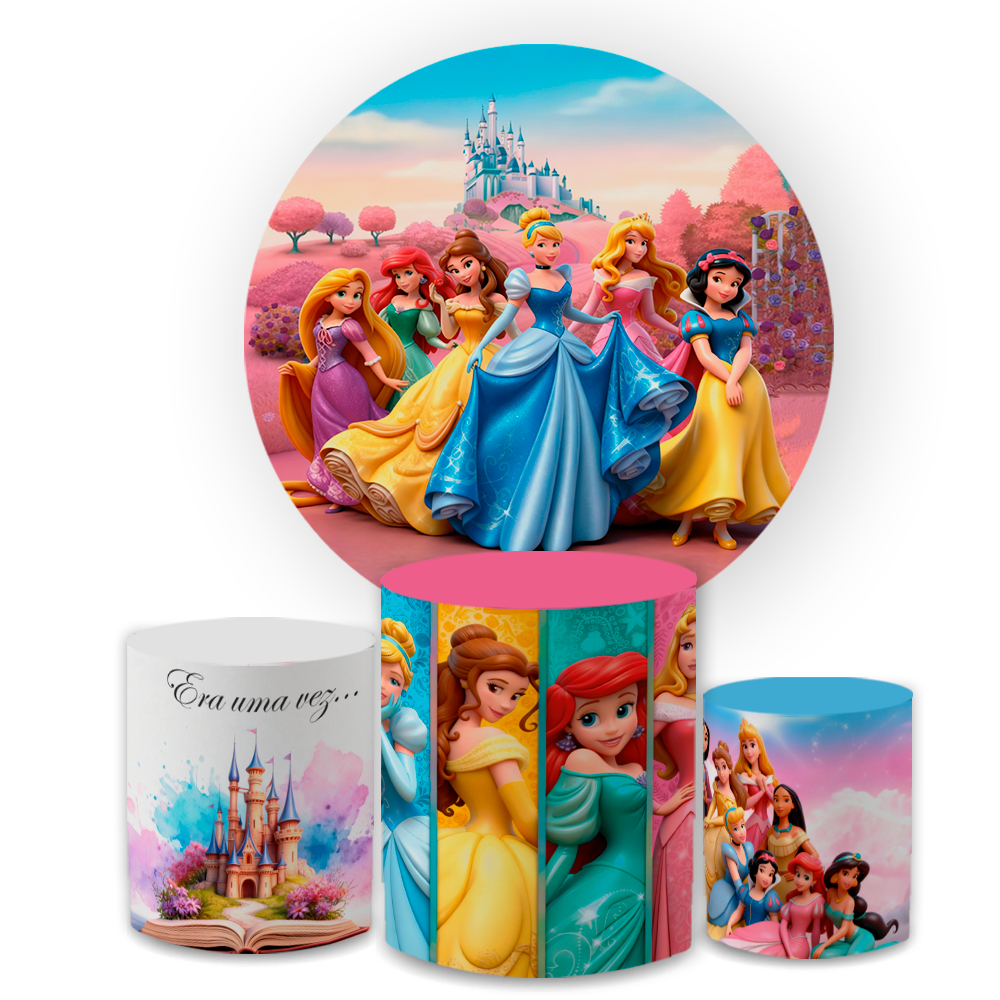 Kit Capas Festiva Para Painel Cilindros Decoração Lançamento Princesas Menina Bibi Paineis
