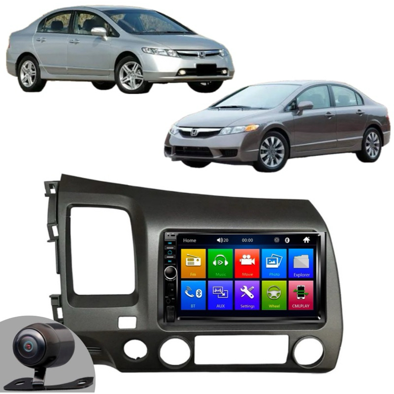 Kit Multimídia MP5 Honda Civic 2007 2008 2009 2010 2011 + Moldura + Camera de ré