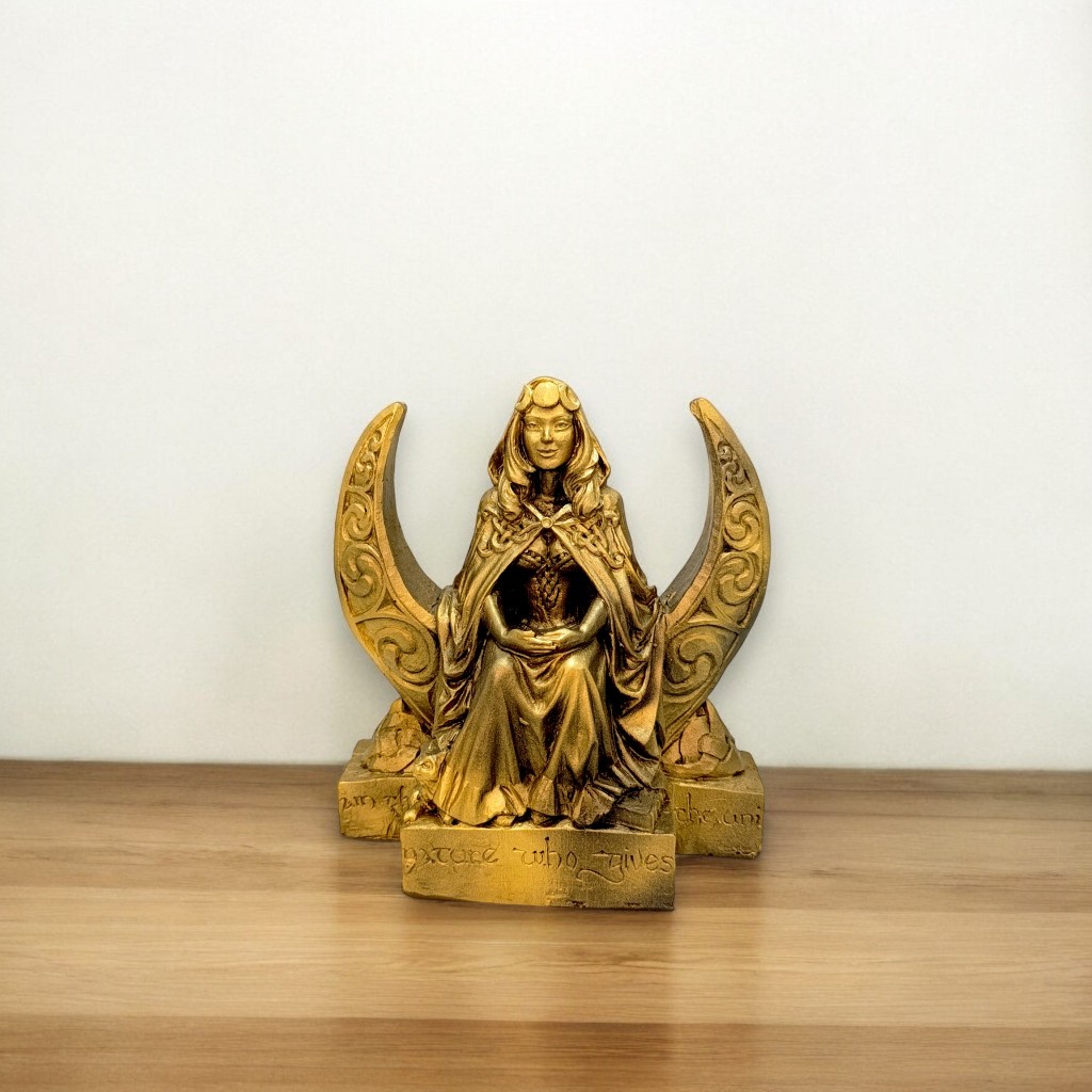 Escultura Deusa da Lua Wicca em Resina 20cm  Deusa Tríplice, Lunar, Decoração Esotérica e Altar