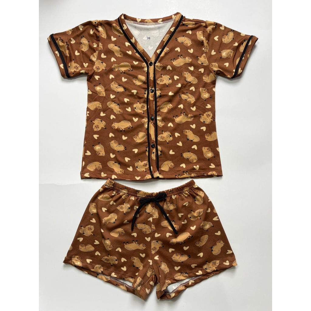 Baby Dool Pijama Americano Blogueira Capivara Feminino Adulto Infantil Juvenil Material de Suede em Oferta na Shopee