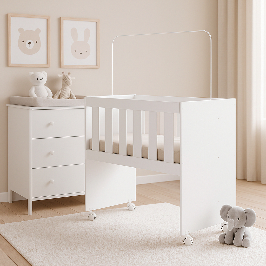 Mini Berço Ruby 5 em 1 Vira Mini Cama com Colchão em MDF em Oferta na Shopee