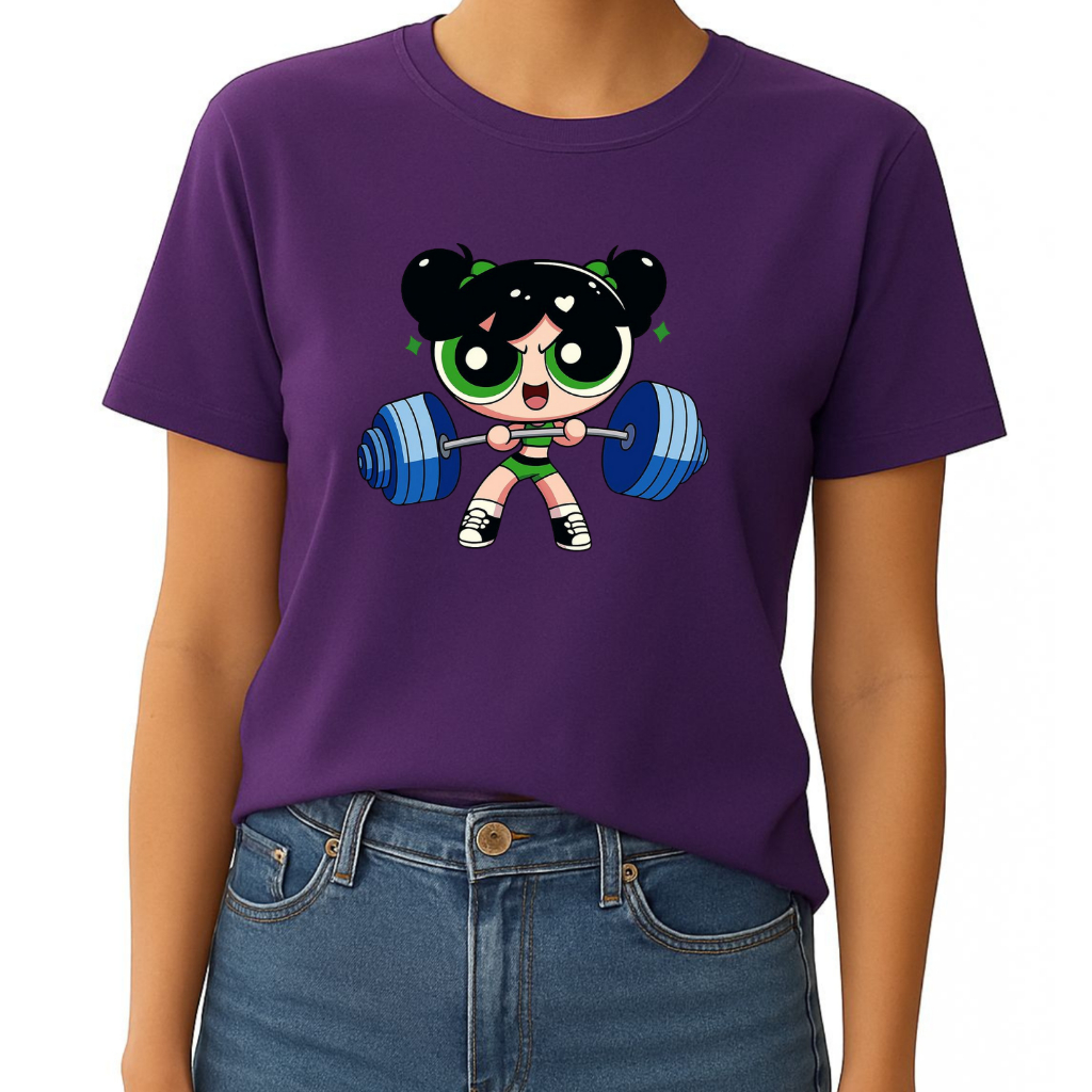 Camiseta Treino Feminina Docinho Oversized Roupas de Academia Look de Treino Super Poderosas Meme