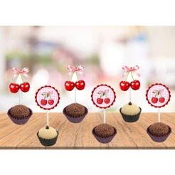Tags Toppers - Cerejinha - Docinho Doces Cupcake
