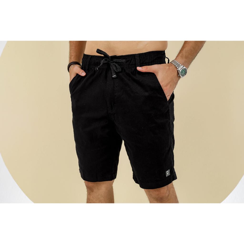 Bermuda Jeans Masculina Short Sarja Com Lycra Color, Detalhe De Cos De Elástico, Revesst Jeans
