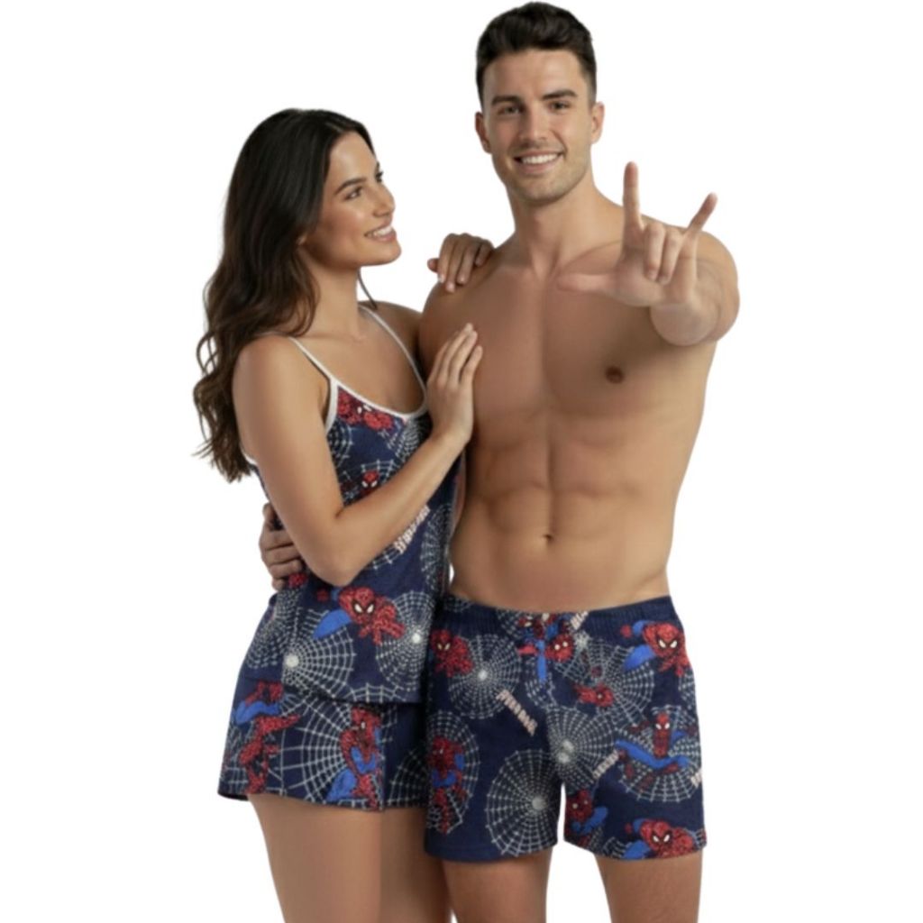 Kit Pijama Casal Feminino Samba Canção Namorados Estampa em Oferta na Shopee