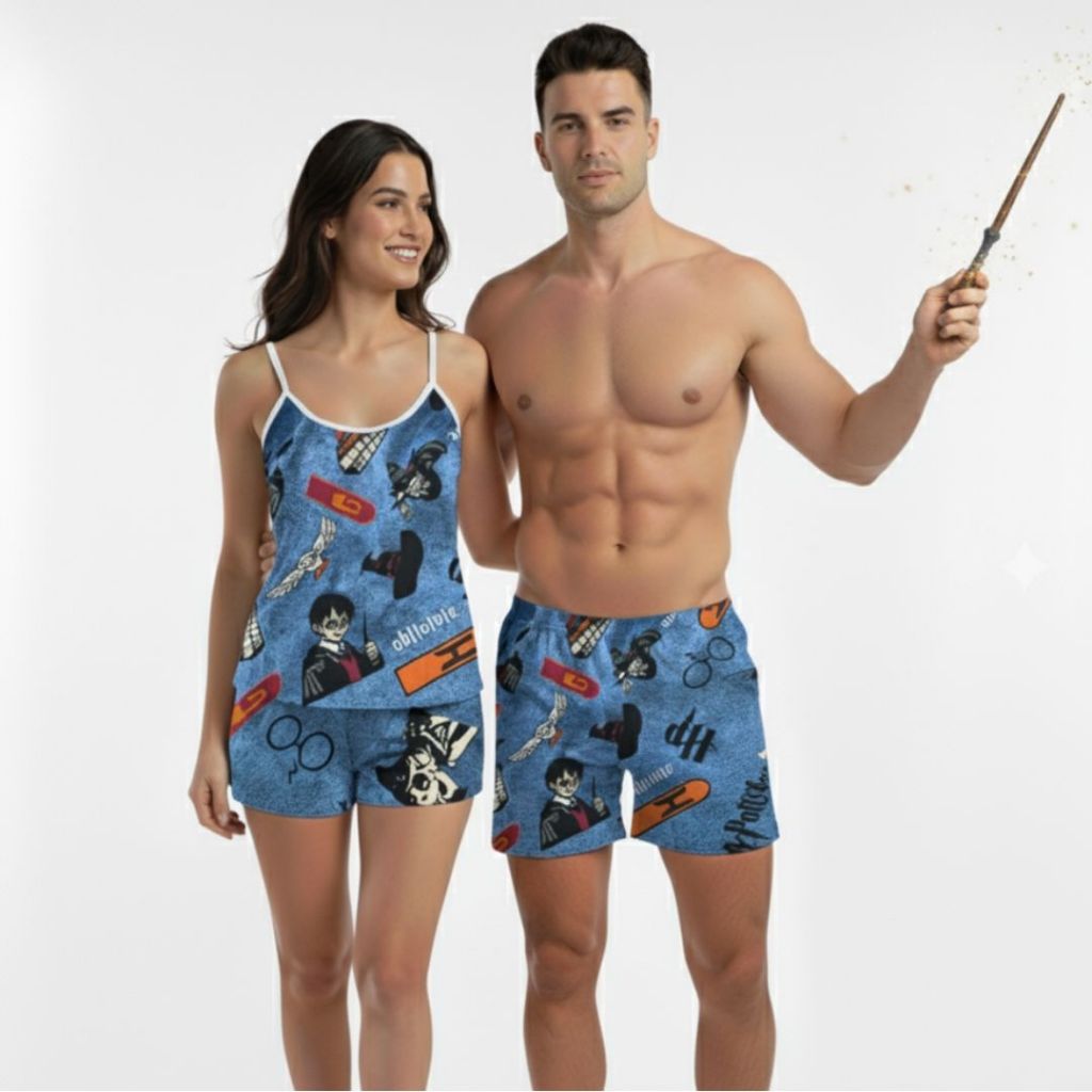 Kit Pijama Casal Feminino Samba Canção Namorados Estampa Kit Mozão Kit Namorados Combinando