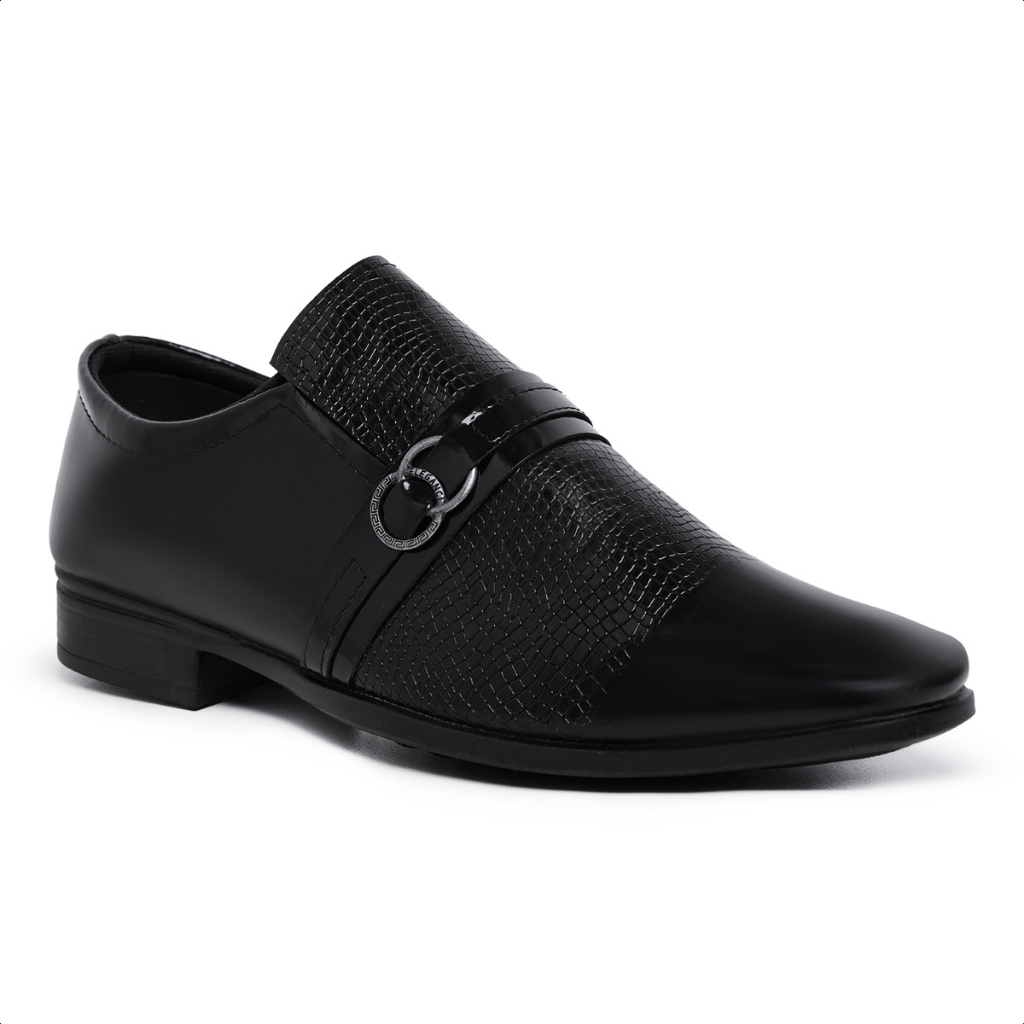 Sapato Social Masculino Em Couro Sintético Verniz Moda Evangélica