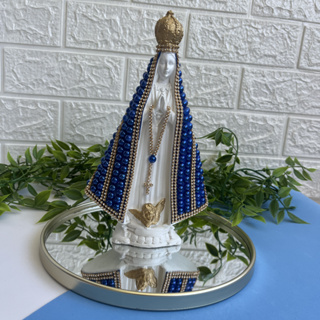 Nossa Senhora Aparecida 24cm Perola Azul Meio Branco em Oferta na Shopee