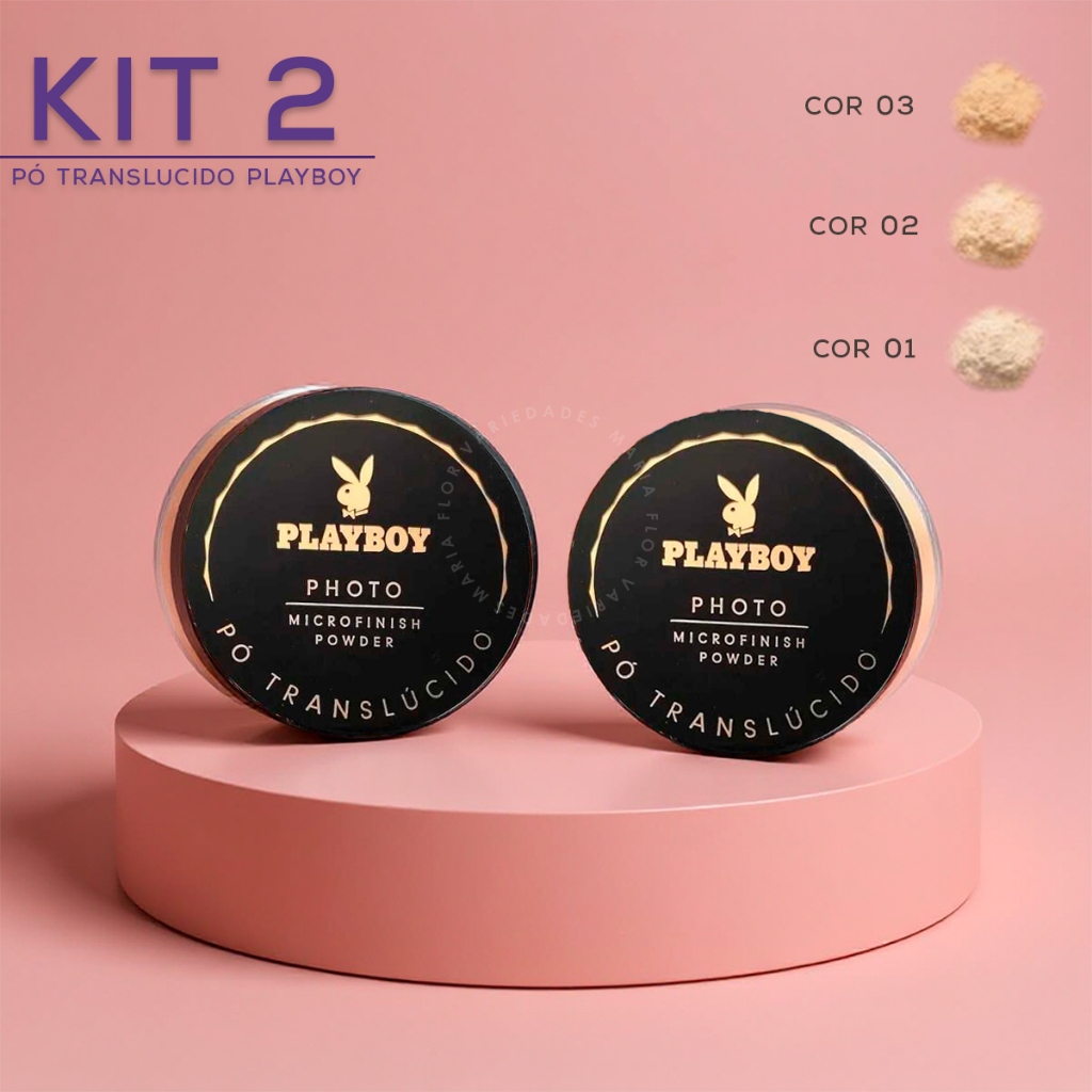 Kit 2 Pó de Finalização Translúcido Solto Ultra Fino á Prova D'Água Microfinish Powder Playbloy