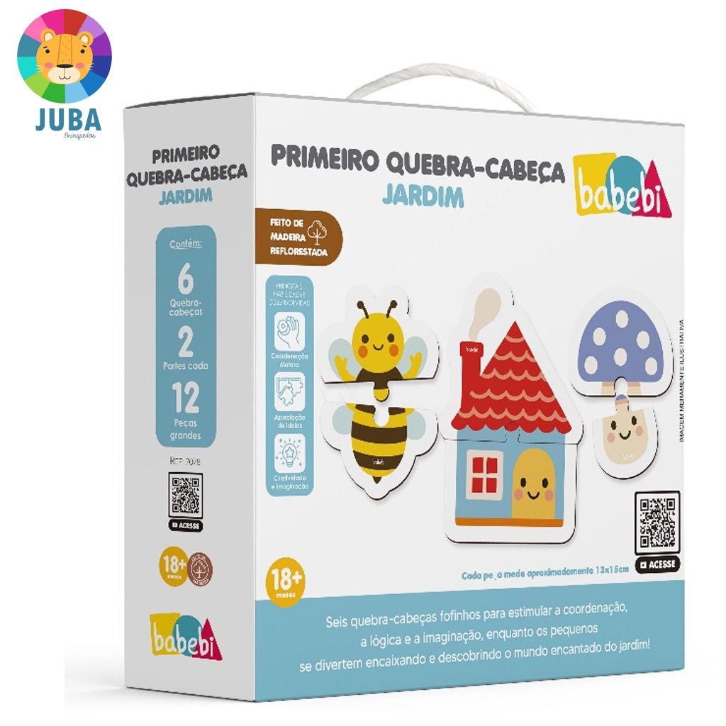 Quebra-Cabeça 2 PARTES JARDIM 6 peças - Brinquedo Pedagógico Madeira BABEBI - EMBALADO PARA PRESENTE em Oferta na Shopee