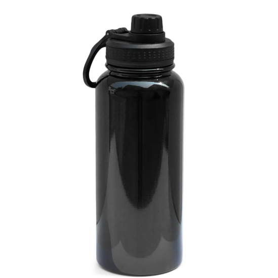 Garrafa Térmica para DTF-UV com Parede Dupla Tampa Cantil Preta - 900ml