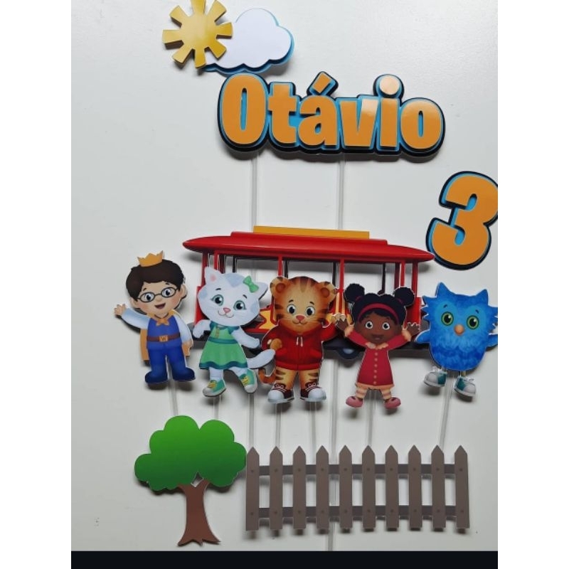 Topo de bolo 3D Daniel Tigre aniversário kit festa só um bolinho em Oferta na Shopee