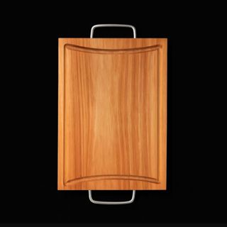 Tabua de Carne em Eucalipto Rústica com Alça Metálica e Canaleta – Premium e Sustentável em Oferta na Shopee