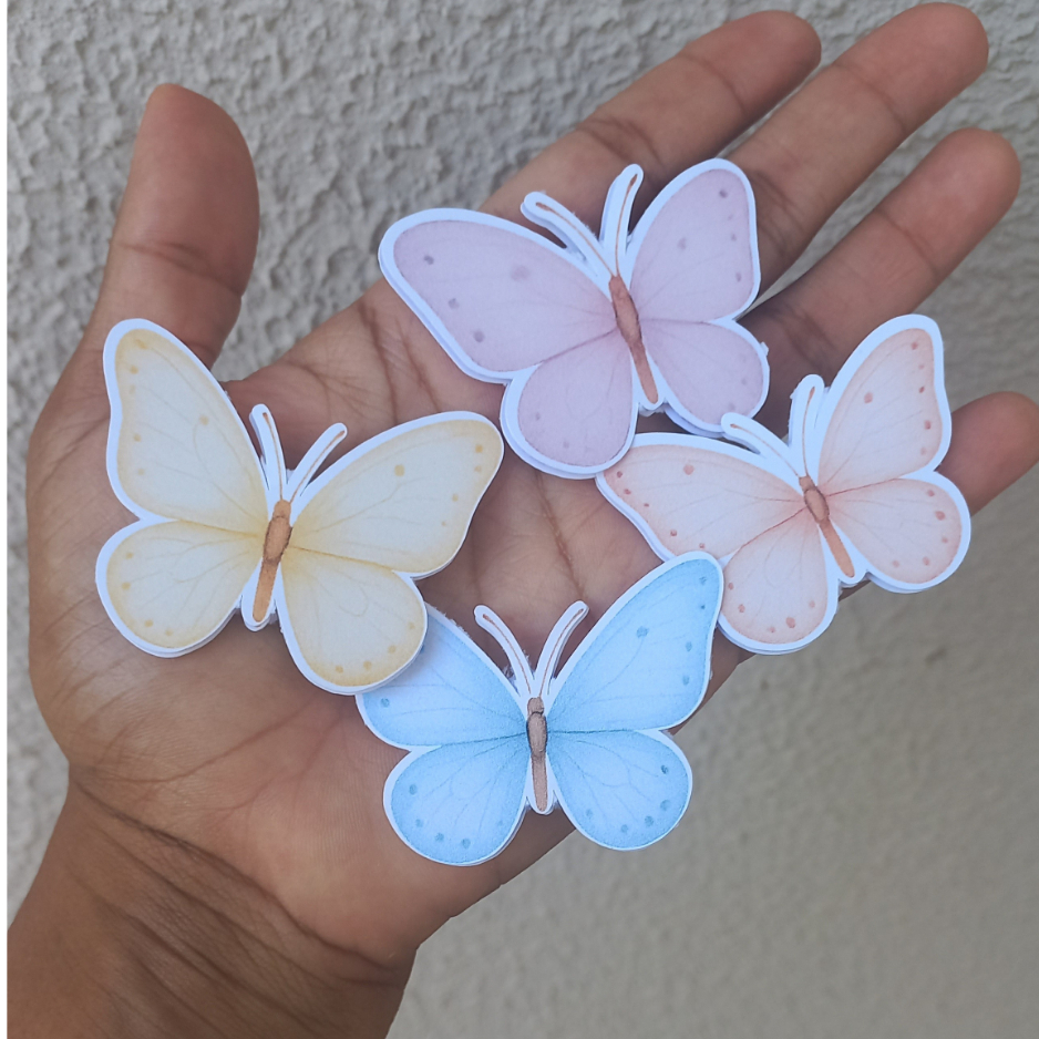 Kit 20 Borboletas Coloridas em Camadas para Lembrancinhas Personalizadas - Topper / Topo de Bolo