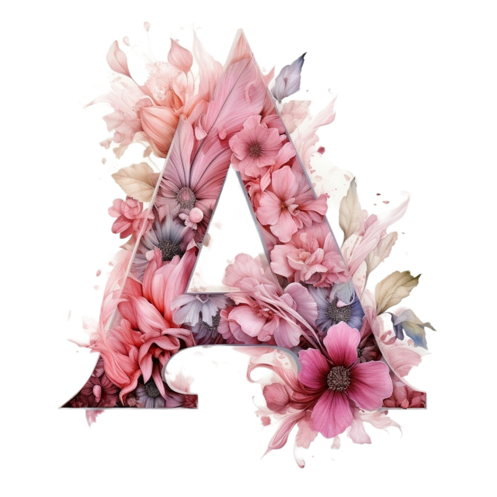 DTF Têxtil Monograma, Emblema, Letra, Alfabeto, Patch Termocolante, Letras – Alfabeto Rosa