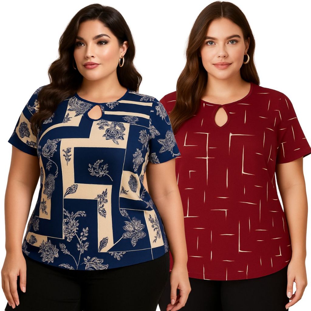 Kit 2 Blusinha Camiseta Blusa Feminina Moda Plus Size Curve Verão Evangélica G1 G2 G3 em Oferta na Shopee