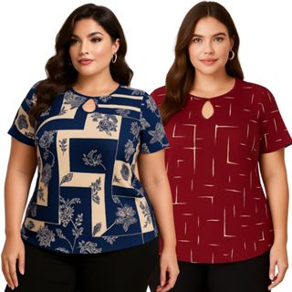 Kit 2 Blusinha Camiseta Blusa Feminina Moda Plus Size Curve Verão Evangélica G1 G2 G3 em Oferta na Shopee